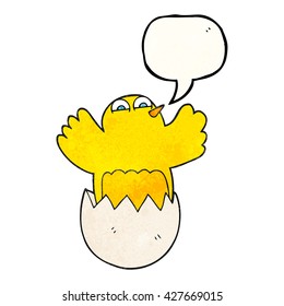 freehand speech bubble textured cartoon hatching egg