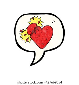 caricatura texturizada con burbuja de la libre expresión corazón roto