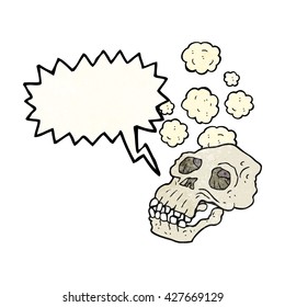 freehand speech bubble textured cartoon ancient skull