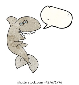 freehand speech bubble textured cartoon laughing shark