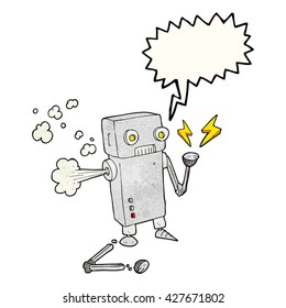 freehand speech bubble textured cartoon broken robot