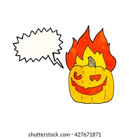 freehand speech bubble textured cartoon halloween pumpkin