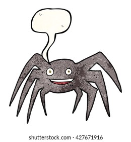 freehand speech bubble textured cartoon happy spider