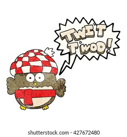 freehand speech bubble textured cartoon cute owl saying twit twoo