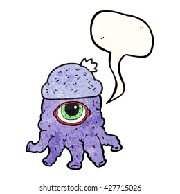 burbuja de la libre expresión textura caricatura alienígena usando sombrero