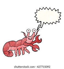freehand speech bubble textured cartoon lobster