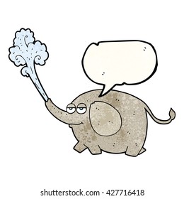 freehand speech bubble textured cartoon elephant squirting water