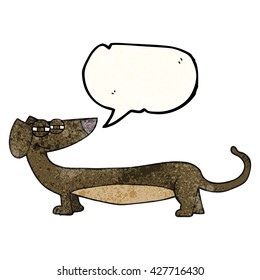 freehand speech bubble textured cartoon dachshund