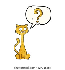 freehand speech bubble textured cartoon curious cat