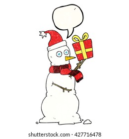 burbuja de habla libre textura caricatura de muñeco de nieve presente