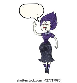 freehand speech bubble textured cartoon vampire girl