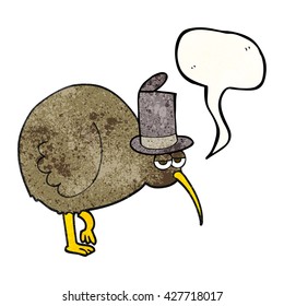 freehand speech bubble textured cartoon kiwi bird