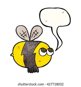 freehand speech bubble textured cartoon bee