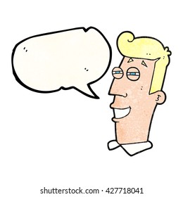 freehand speech bubble textured cartoon grinning man