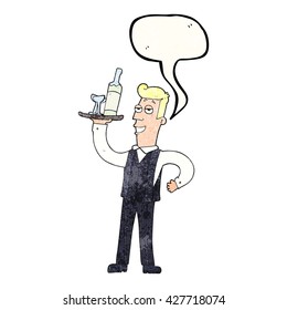 camarero de caricaturas con textura de burbuja de discurso libre