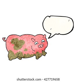freehand speech bubble textured cartoon pig