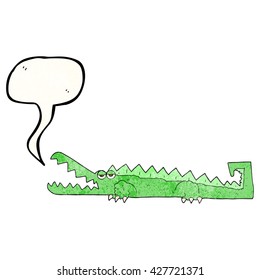 freehand speech bubble textured cartoon crocodile