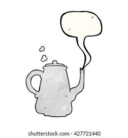 freehand speech bubble textured cartoon steaming  coffee pot