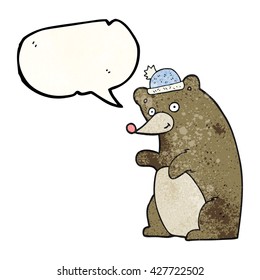 freehand speech bubble textured cartoon bear