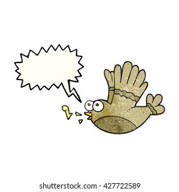 freehand speech bubble textured cartoon singing bird