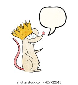 freehand speech bubble textured cartoon mouse wearing crown