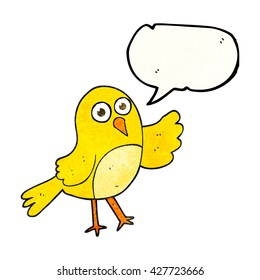 freehand speech bubble textured cartoon bird