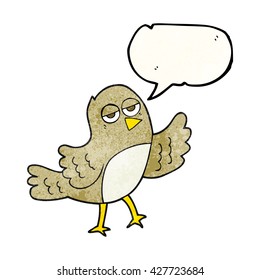 freehand speech bubble textured cartoon bird