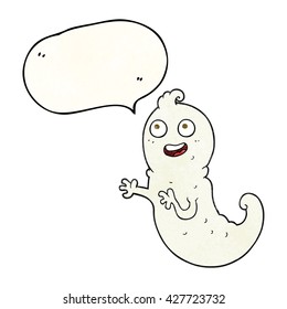 freehand speech bubble textured cartoon ghost