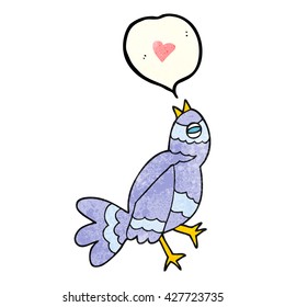 Freehand-Sprechblase strukturierte Cartoon-Vogel singen