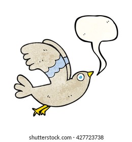 freehand speech bubble textured cartoon bird