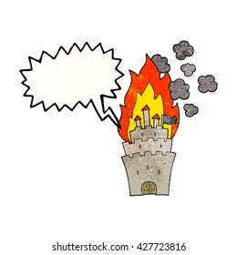 burbuja de habla libre textura caricatura quemando castillo