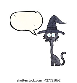 freehand speech bubble textured cartoon halloween cat