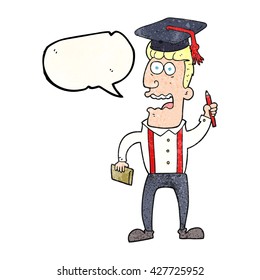 freehand speech bubble textured cartoon stressed student