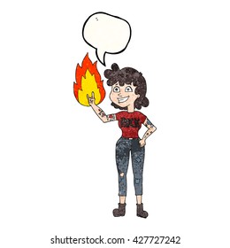 Freehand-Sprechblase strukturierte Cartoon-Rock-Mädchen