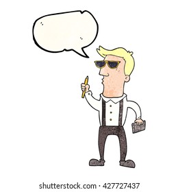 freehand speech bubble textured cartoon man with notebook