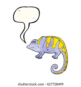 freehand speech bubble textured cartoon chameleon