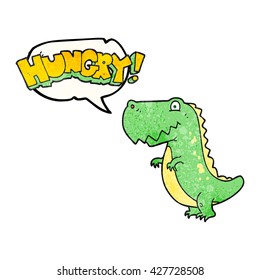 Freehand-Sprechblase strukturierte Cartoon hungrigen Dinosaurier
