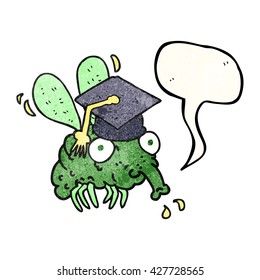 freehand speech bubble textured cartoon fly graduate