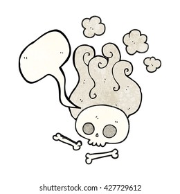 freehand speech bubble textured cartoon skull and bones