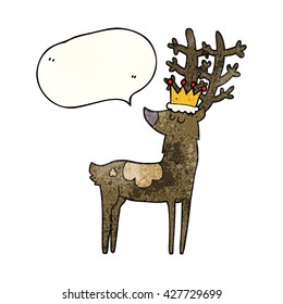 freehand speech bubble textured cartoon stag king
