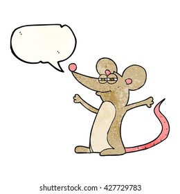 freehand speech bubble textured cartoon mouse