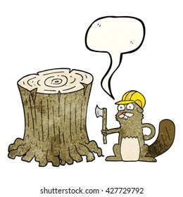 freehand speech bubble textured cartoon beaver