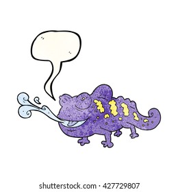 freehand speech bubble textured cartoon chameleon