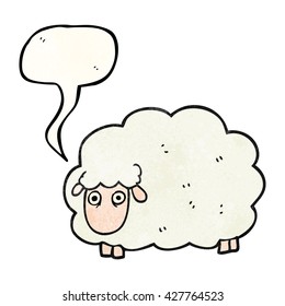 freehand speech bubble textured cartoon farting sheep