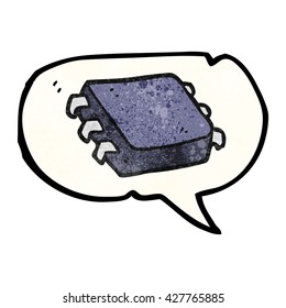 Cartoon-Computer-Chip mit freehand-Sprechblase