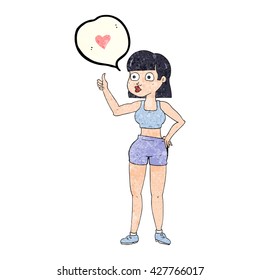 freehand speech bubble textured cartoon gym woman