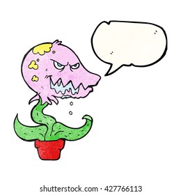 freehand speech bubble textured cartoon monster plant