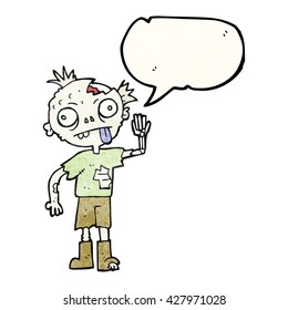 freehand speech bubble textured cartoon zombie