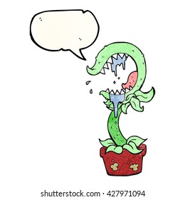 freehand speech bubble textured cartoon carnivorous plant