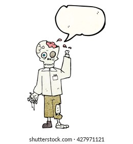 freehand speech bubble textured cartoon zombie